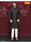 Black Outluk Vol 6 Art Silk Regal Style Exclusive Long Kurta Pajama Collection 6001 